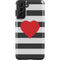 Black And White Striped Heart Galaxy S21 FE Pro Case
