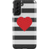 Black And White Striped Heart Galaxy S21 FE Pro Case