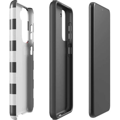 Black And White Striped Heart Galaxy S21 FE Pro Case