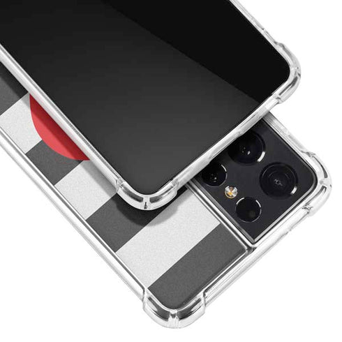 Black And White Striped Heart Galaxy S21 Ultra 5G Clear Case