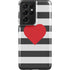 Black And White Striped Heart Galaxy S21 Ultra 5G Pro Case