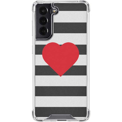Black And White Striped Heart Galaxy S22 Clear Case