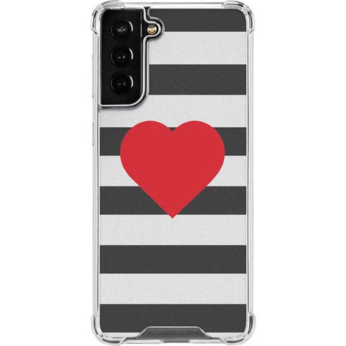 Black And White Striped Heart Galaxy S22 Plus Clear Case