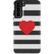 Black And White Striped Heart Galaxy S22 Plus Pro Case