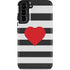 Black And White Striped Heart Galaxy S22 Plus Pro Case
