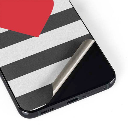 Black And White Striped Heart Galaxy S22 Plus Skin