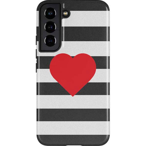 Black And White Striped Heart Galaxy S22 Pro Case