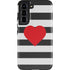 Black And White Striped Heart Galaxy S22 Pro Case