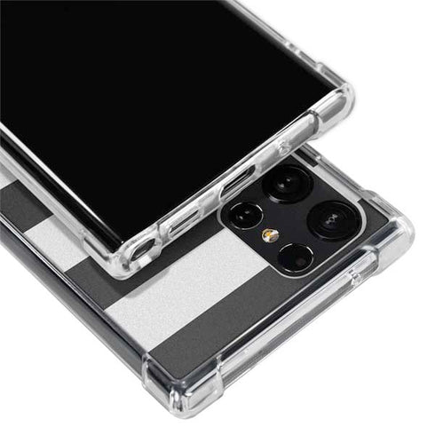 Black And White Striped Heart Galaxy S22 Ultra Clear Case