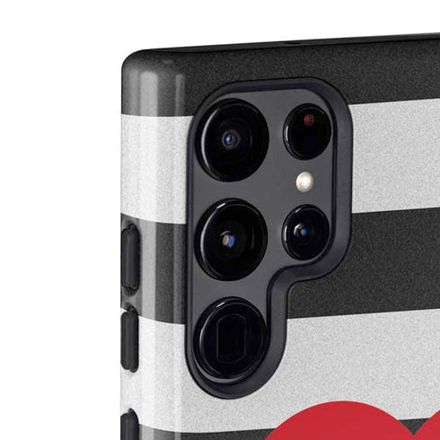 Black And White Striped Heart Galaxy S22 Ultra Pro Case