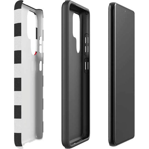 Black And White Striped Heart Galaxy S22 Ultra Pro Case
