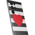 Black And White Striped Heart Galaxy S22 Ultra Skin