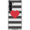 Black And White Striped Heart Galaxy S23 Clear Case