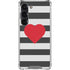 Black And White Striped Heart Galaxy S23 Clear Case