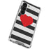 Black And White Striped Heart Galaxy S23 Clear Case