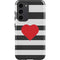 Black And White Striped Heart Galaxy S23 Plus Pro Case