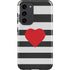 Black And White Striped Heart Galaxy S23 Plus Pro Case