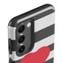 Black And White Striped Heart Galaxy S23 Plus Pro Case