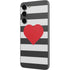 Black And White Striped Heart Galaxy S23 Plus Skin
