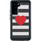 Black And White Striped Heart Galaxy S23 Plus Waterproof Case