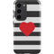 Black And White Striped Heart Galaxy S23 Pro Case