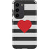 Black And White Striped Heart Galaxy S23 Pro Case