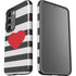 Black And White Striped Heart Galaxy S23 Pro Case
