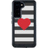 Black And White Striped Heart Galaxy S23 Waterproof Case