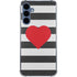 Black And White Striped Heart Galaxy S24 Clear Case