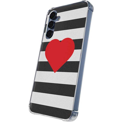 Black And White Striped Heart Galaxy S24 Clear Case