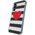 Black And White Striped Heart Galaxy S24 Clear Case
