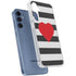 Black And White Striped Heart Galaxy S24 Clear Case