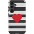 Black And White Striped Heart Galaxy S24 Impact Case