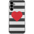 Black And White Striped Heart Galaxy S24 Plus Clear Case
