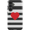 Black And White Striped Heart Galaxy S24 Plus Impact Case