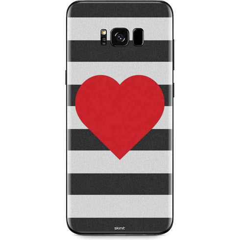 Black And White Striped Heart Galaxy S8 Skin