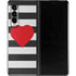 Black And White Striped Heart Galaxy Z Fold3 5G Skin