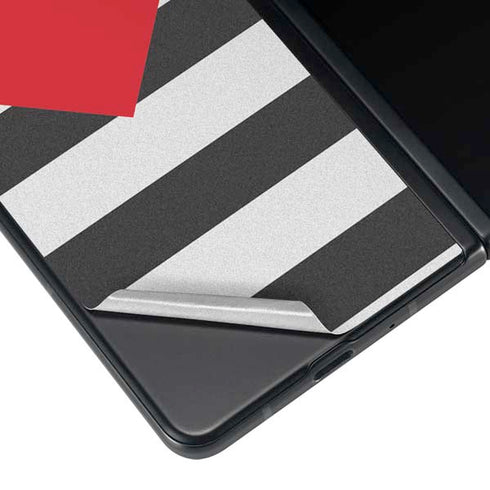 Black And White Striped Heart Galaxy Z Fold3 5G Skin