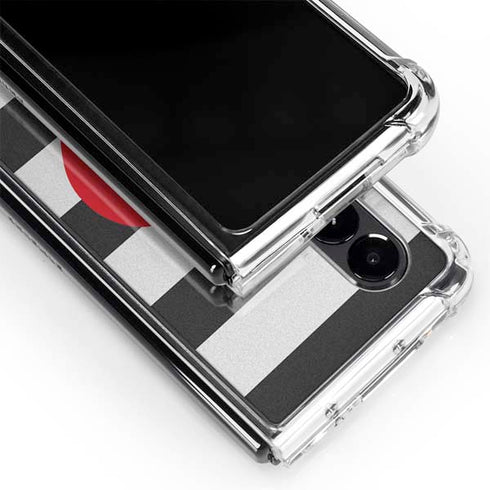 Black And White Striped Heart Galaxy Z Fold4 5G Clear Case