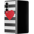 Black And White Striped Heart Galaxy Z Fold4 5G Skin