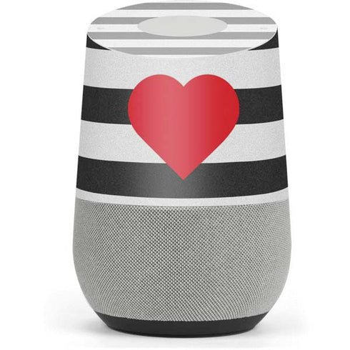 Black And White Striped Heart Google Home Skin