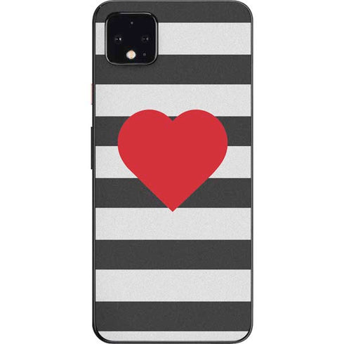 Black And White Striped Heart Google Pixel 4 XL Skin