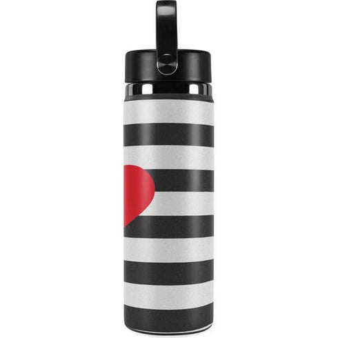 Black And White Striped Heart Hydro Flask 20oz Wide Mouth Skin