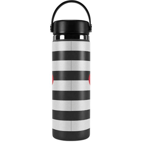 Black And White Striped Heart Hydro Flask 20oz Wide Mouth Skin