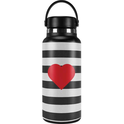 Black And White Striped Heart Hydro Flask 32oz Wide Mouth Skin