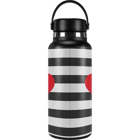 Black And White Striped Heart Hydro Flask 32oz Wide Mouth Skin
