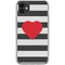 Black And White Striped Heart iPhone 11 Clear Case