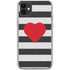 Black And White Striped Heart iPhone 11 Clear Case