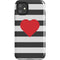 Black And White Striped Heart iPhone 11 Impact Case