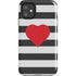 Black And White Striped Heart iPhone 11 Impact Case